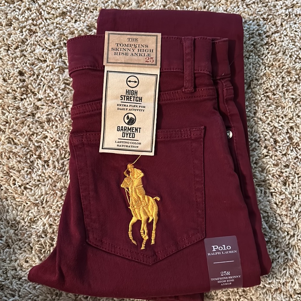Polo Ralph Lauren - The Tompkins Skinny High Rise Ankle - Wine - Size 25R